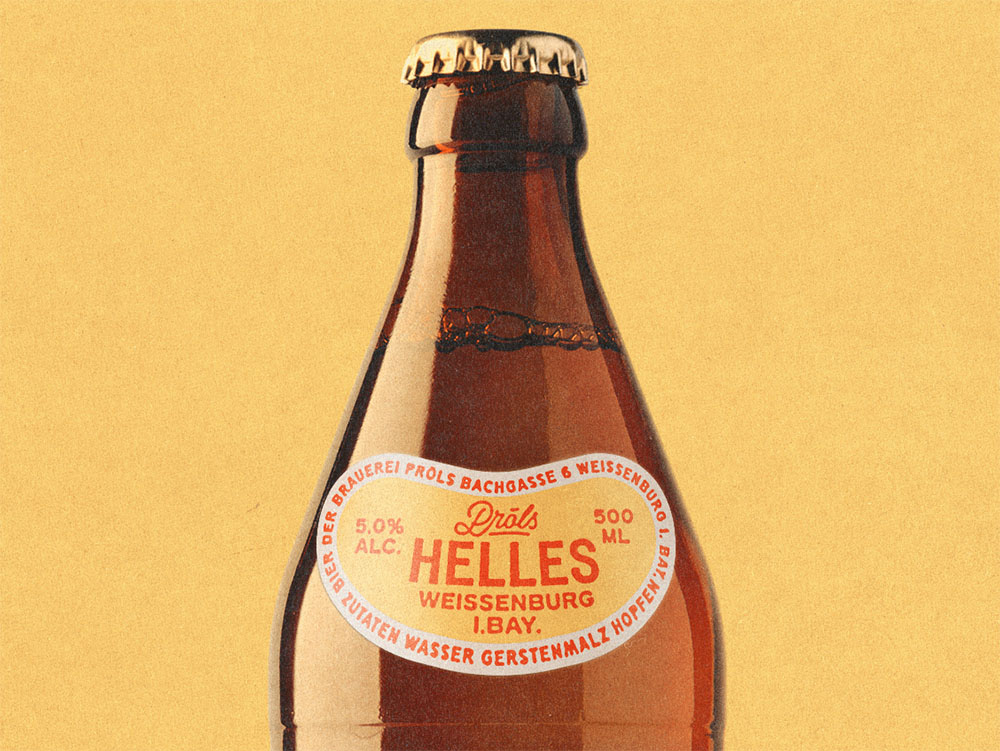 Pröls Helles beer bottle label detail by SLAP Design Studio